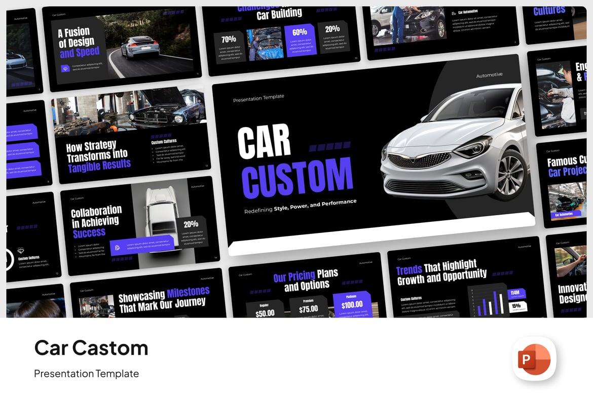 Template PowerPoint Kustom Mobil yang Menarik