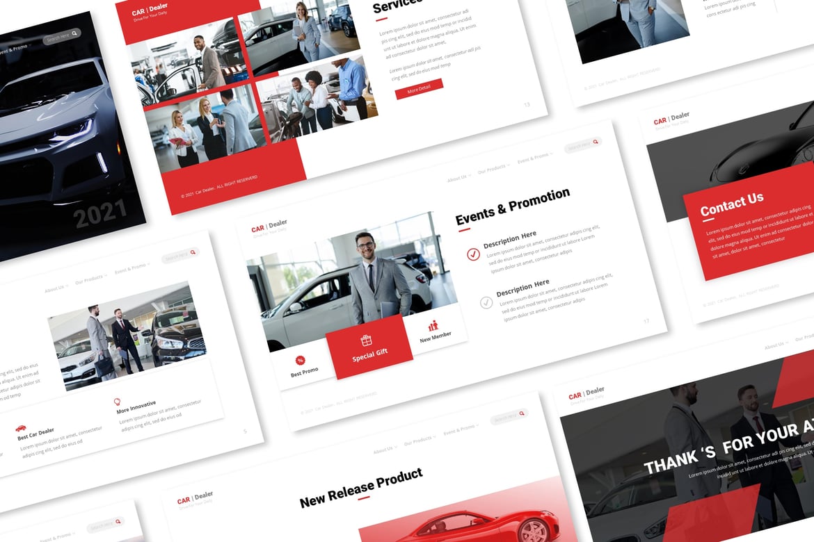 Template Presentasi Powerpoint untuk Dealer Mobil yang Menarik