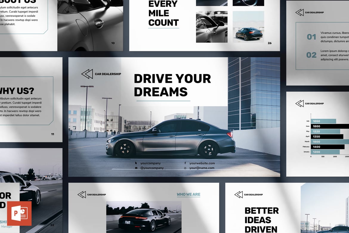 Template Presentasi PowerPoint untuk Dealer Mobil yang Menarik dan Profesional
