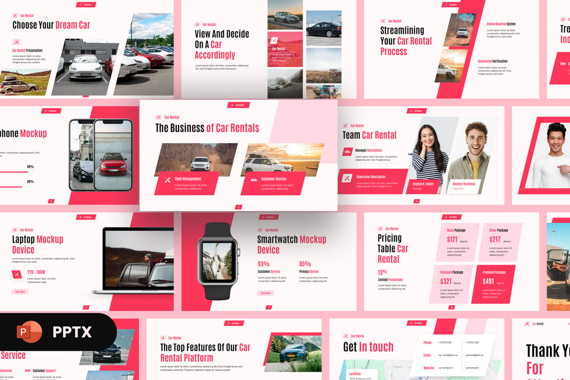 Template PowerPoint Sewa Mobil Modern dan Menarik