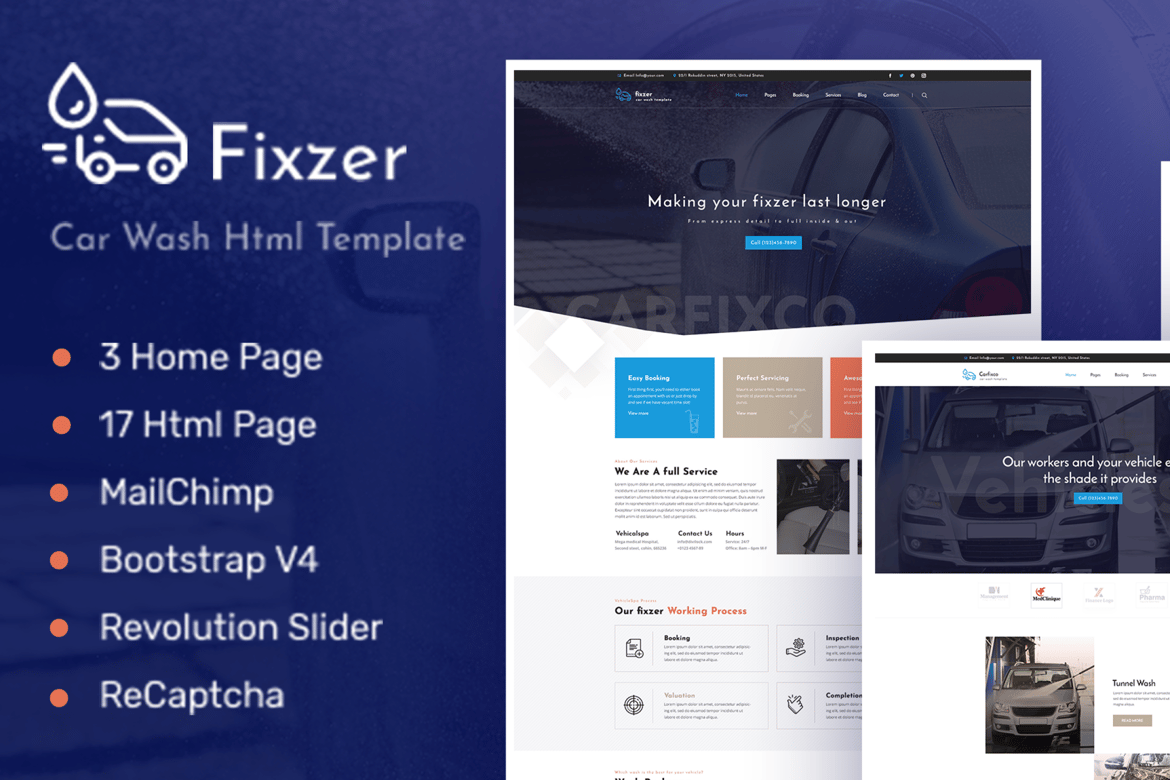 Template Website Layanan Mobil dan Cuci Mobil yang Modern dan Responsif