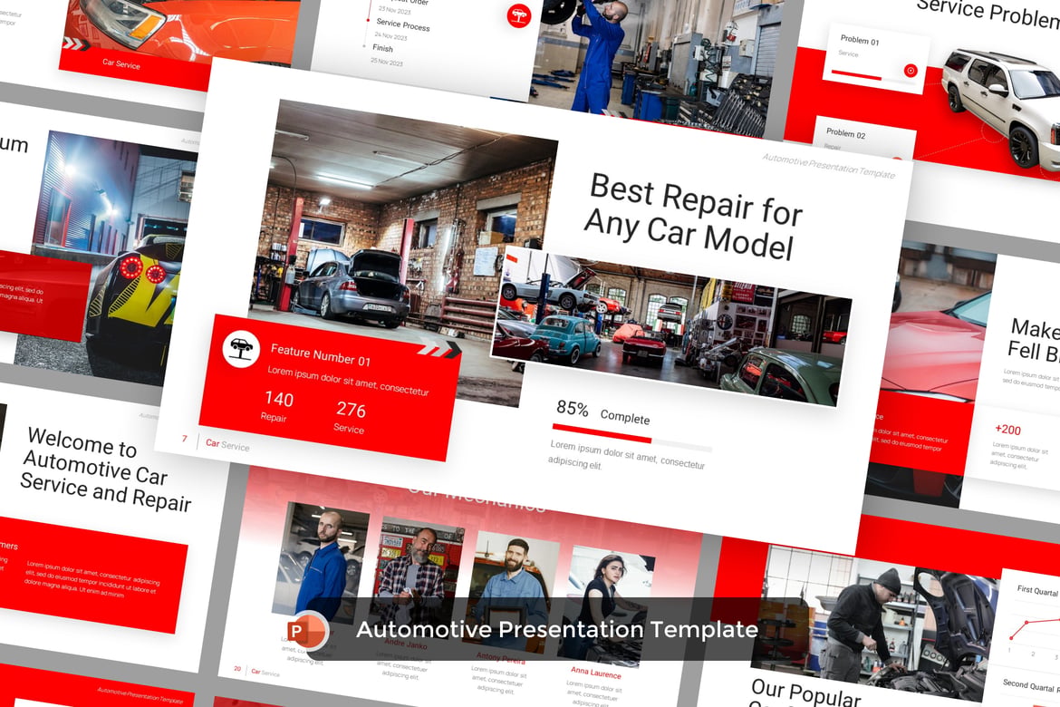 Template Presentasi PowerPoint Layanan Mobil yang Menarik