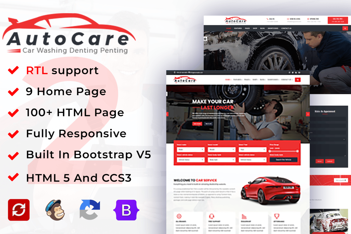 Template Website Layanan Mobil, Cuci & Perbaikan yang Responsif dan Modern