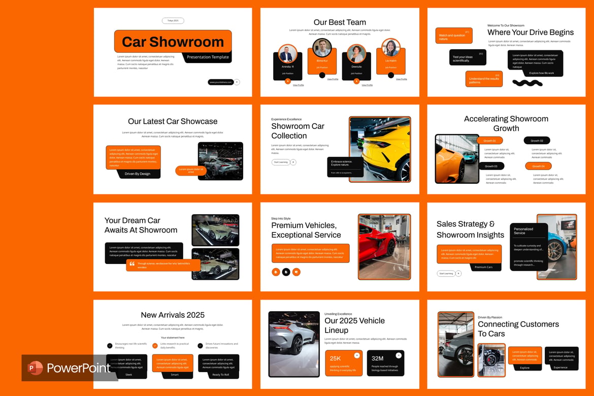 Template PowerPoint Showroom Mobil yang Modern dan Profesional