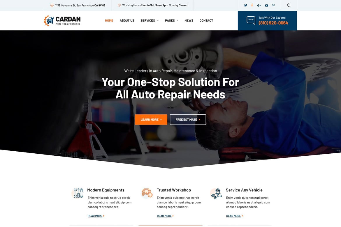 Template Website Cardan - Solusi Modern untuk Jasa Perbaikan Mobil
