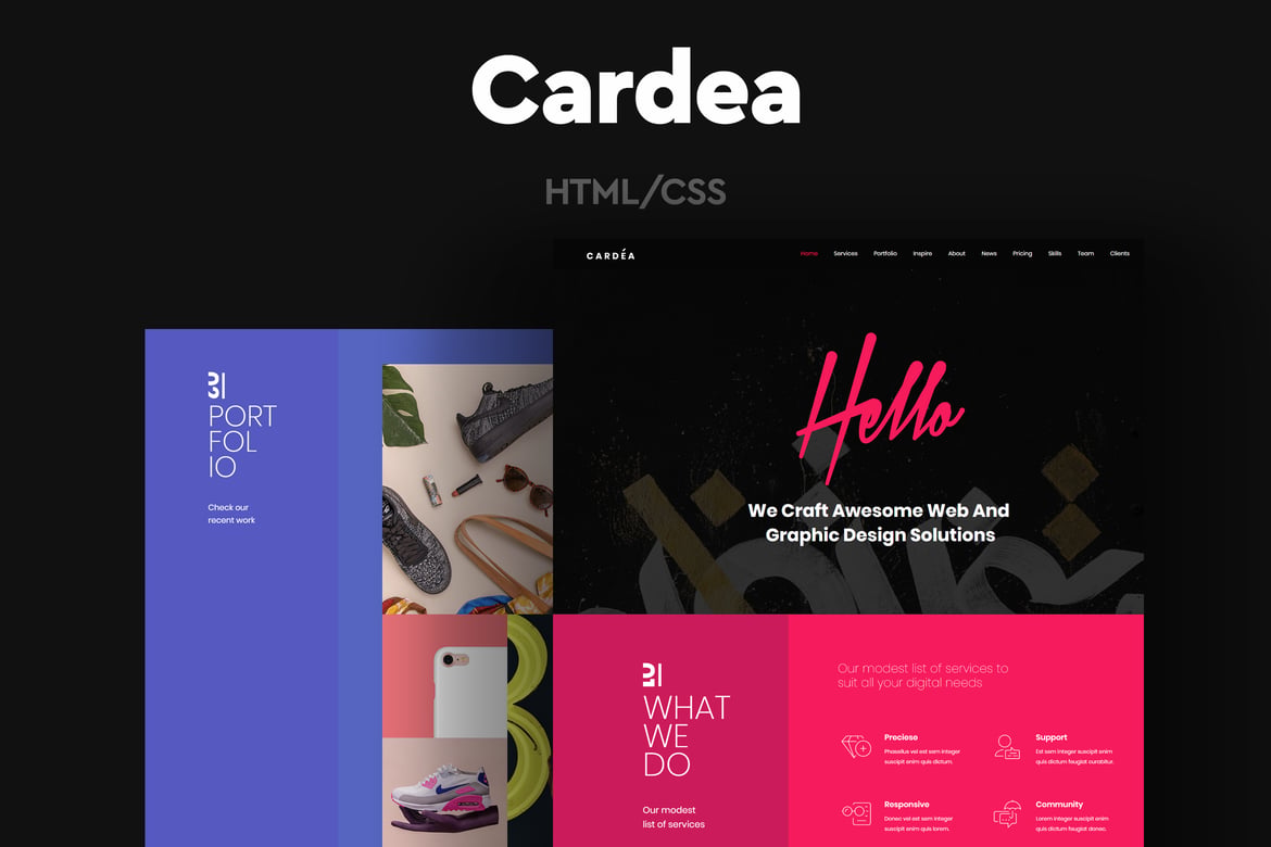 Cardea - Template Website Portofolio Satu Halaman yang Menawan