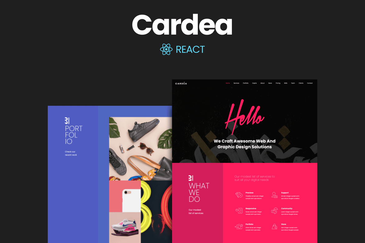 Cardea - Template Website Portofolio Satu Halaman Berbasis React