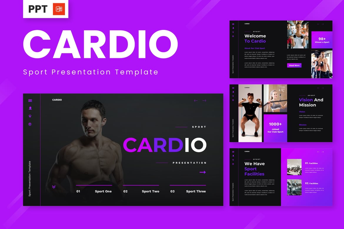 Template Presentasi Powerpoint Olahraga Cardio yang Energik