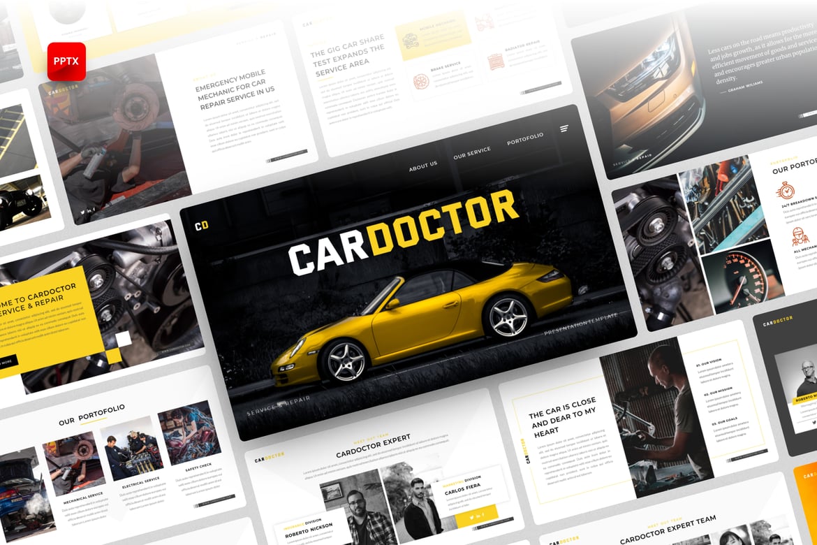 Template PowerPoint Layanan Mobil Cardoctor yang Menarik