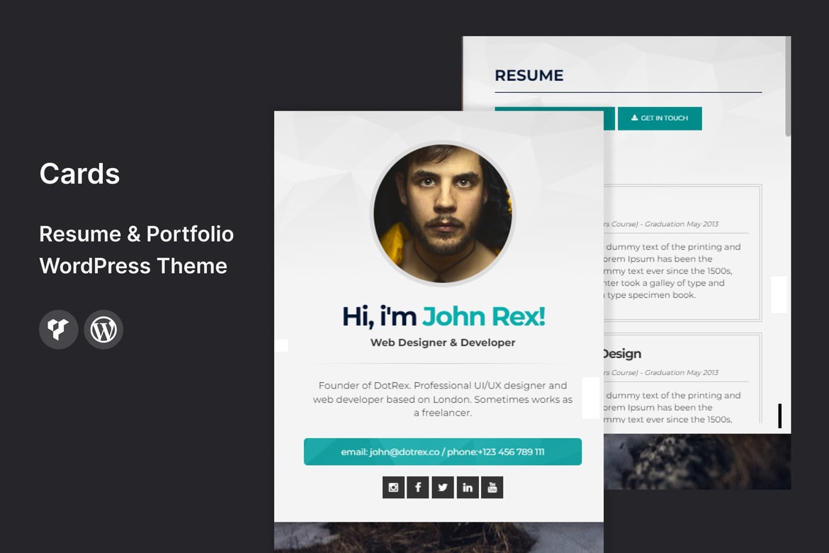 Tema WordPress Modern untuk Resume & Portofolio - Cards