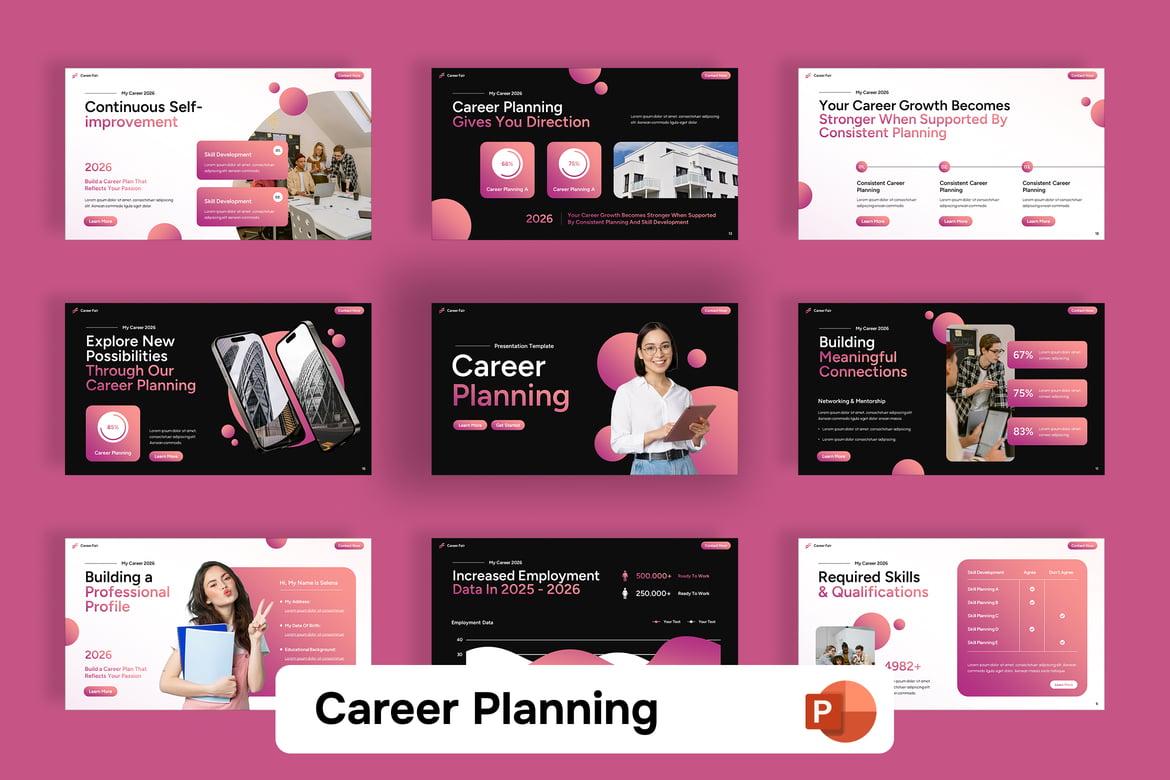 Template Presentasi PowerPoint Perencanaan Karir yang Inspiratif