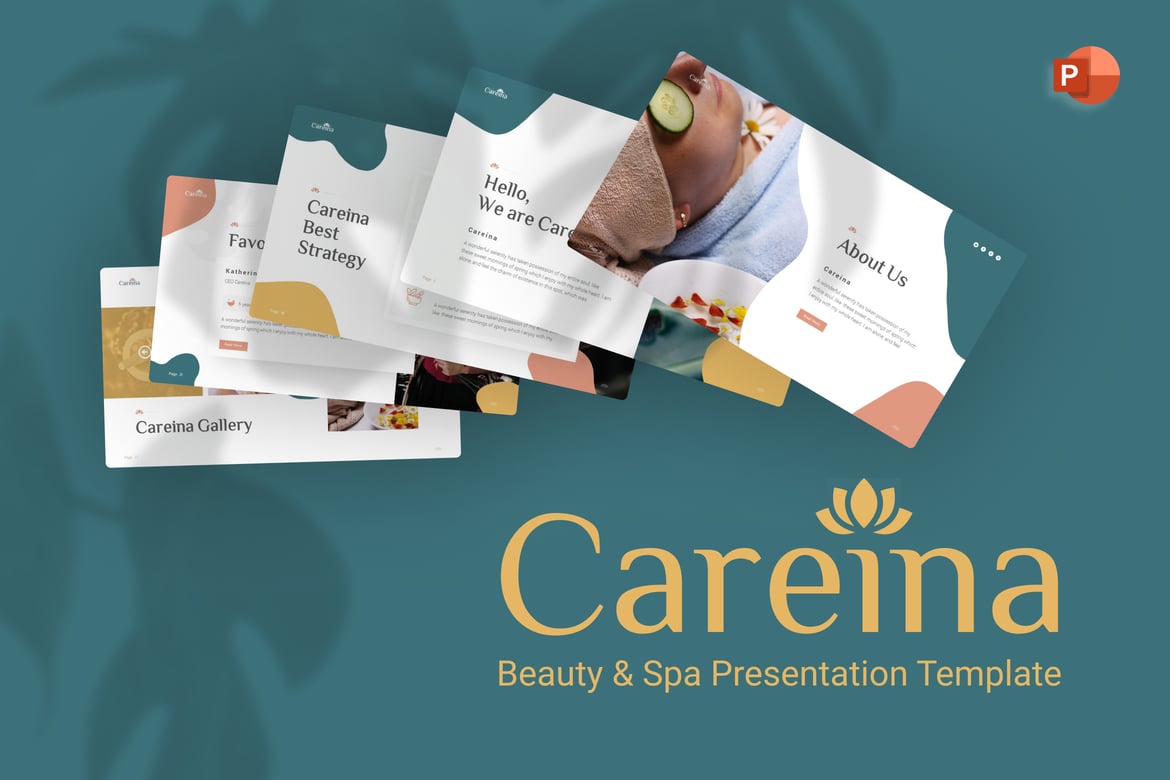 Template PowerPoint Spa Careina yang Elegan dan Minimalis