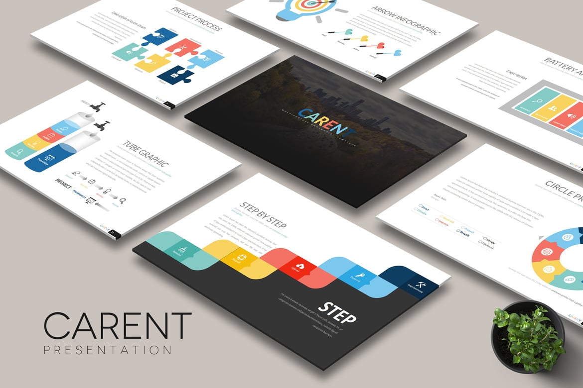Template Powerpoint Kreatif CAREN untuk Presentasi Menarik