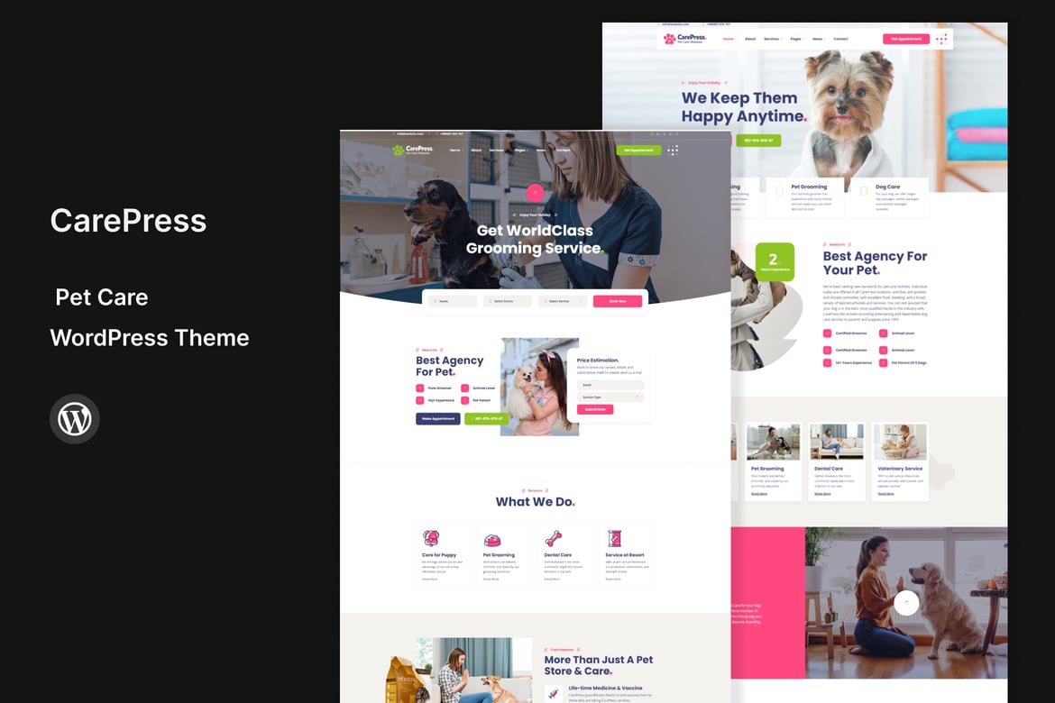 CarePress - Tema WordPress untuk Perawatan Hewan Peliharaan yang Menawan