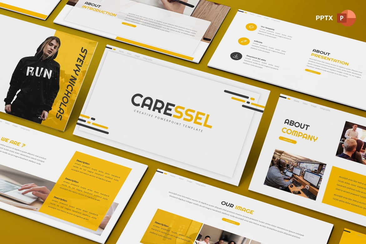Template Presentasi Kreatif Caressel untuk PowerPoint