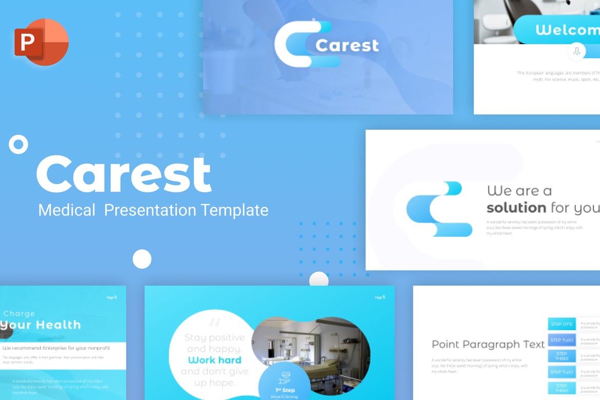 Template PowerPoint Medis Carest yang Elegan dan Fleksibel