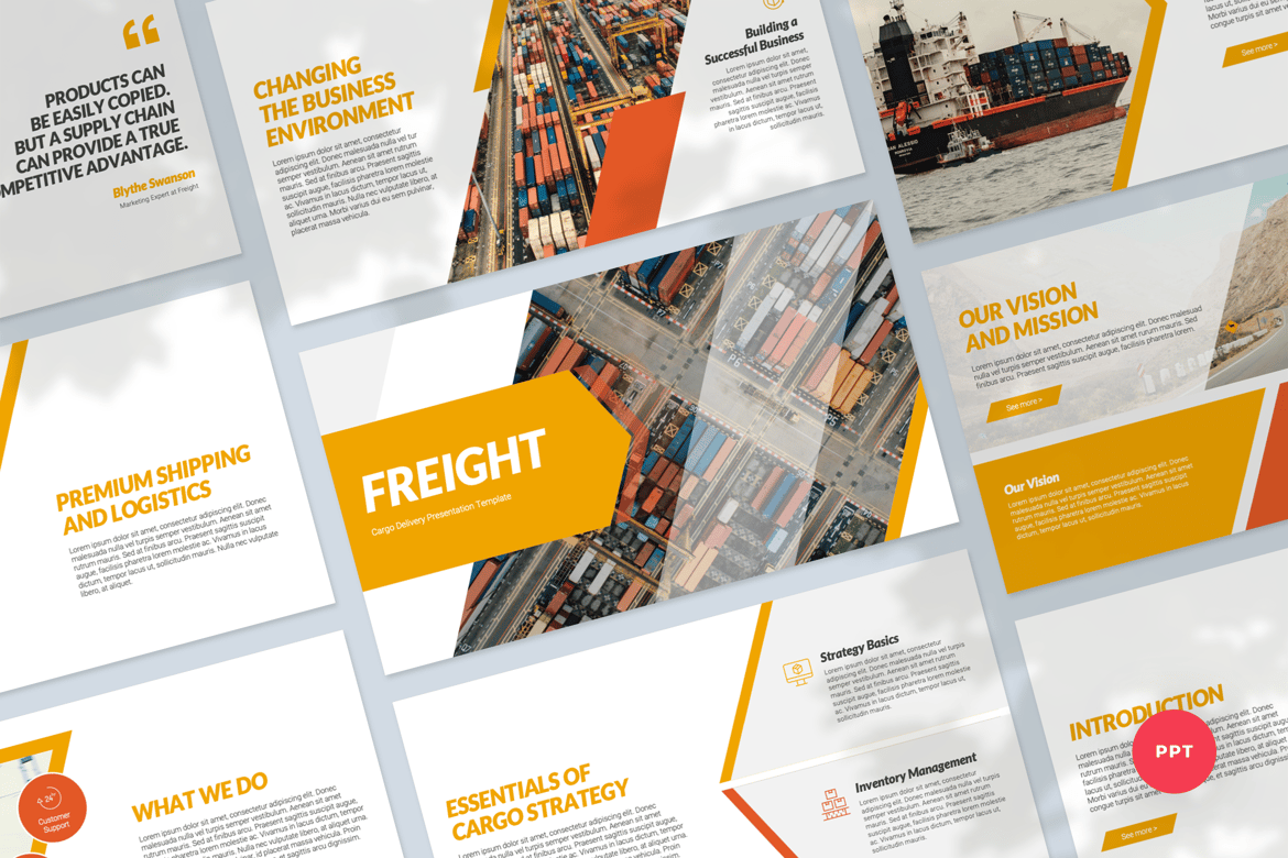Template Presentasi PowerPoint Pengiriman Cargo yang Modern dan Profesional