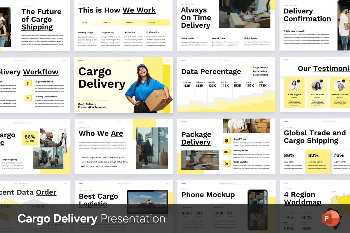 Template PowerPoint Pengiriman Cargo yang Profesional dan Menarik