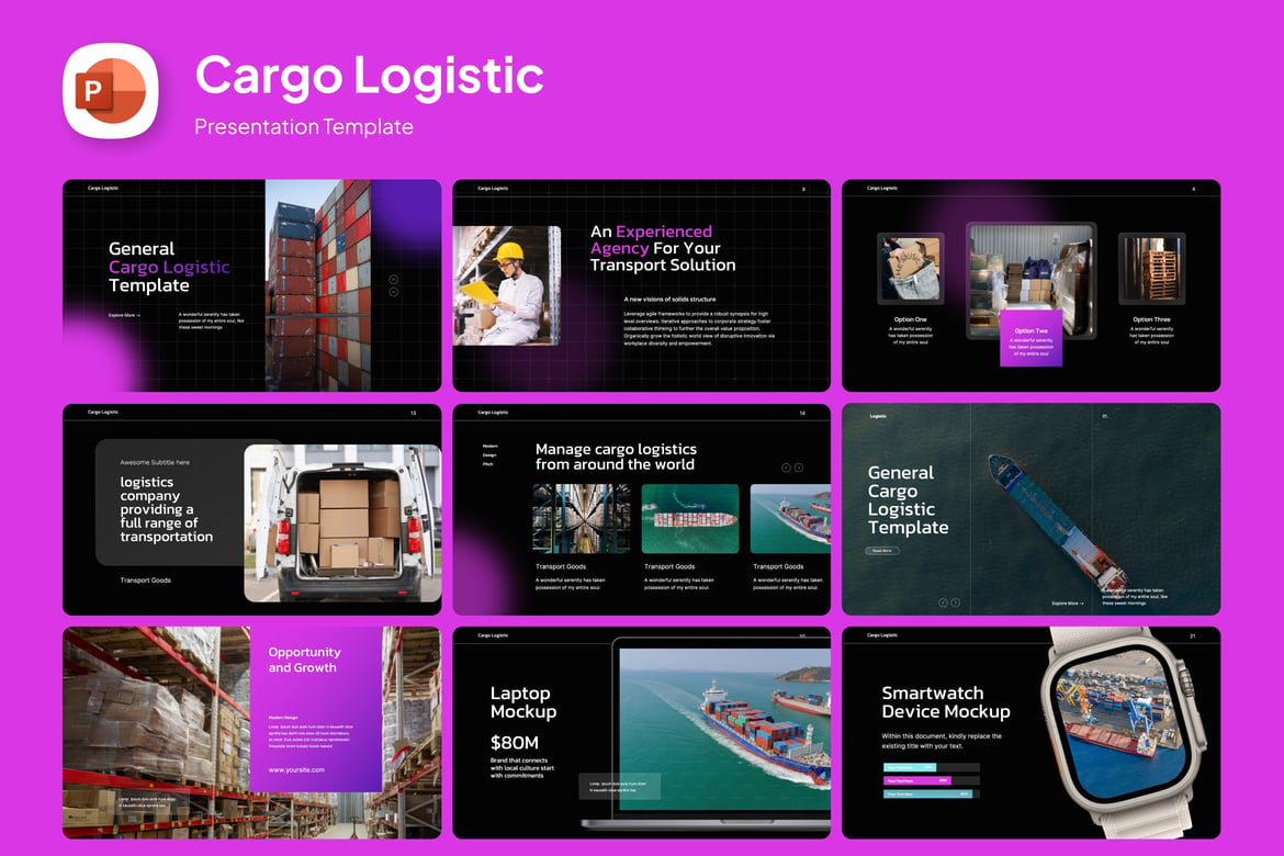 Template Presentasi PowerPoint Logistik Kargo Modern