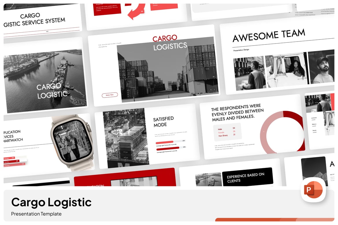 Template PowerPoint Logistik Kargo yang Menarik