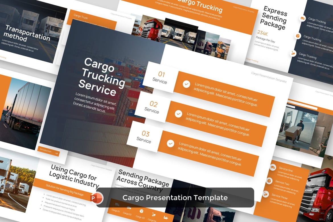 Template PowerPoint Truk Kargo yang Menarik dan Profesional