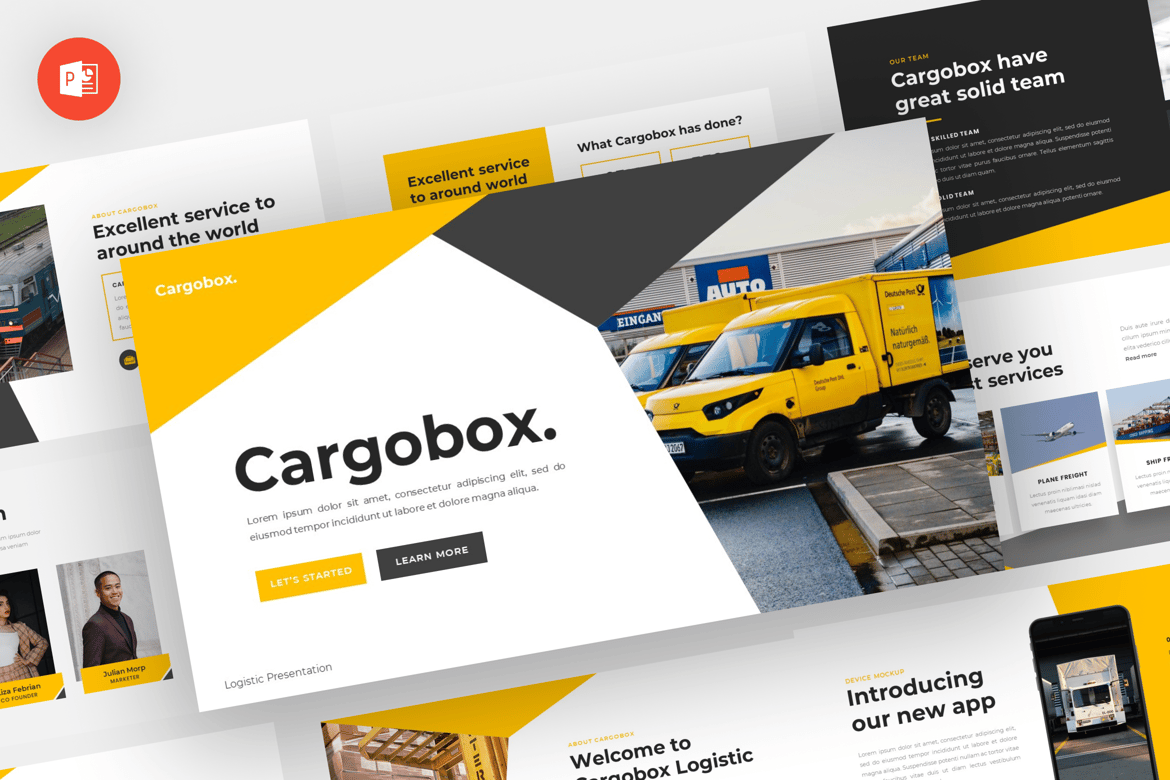 Cargobox - Template PowerPoint Logistik Modern dan Profesional