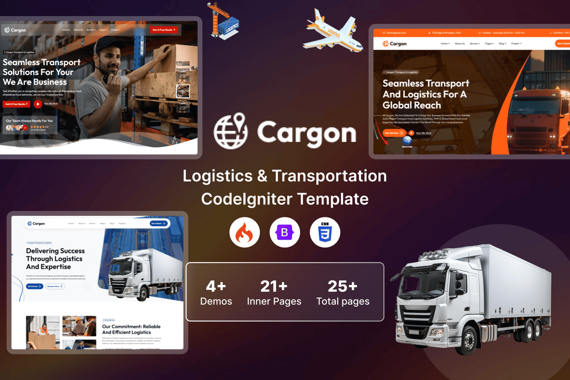 Template Website Cargon Logistics untuk Transportasi Kargo yang Modern dan Stylish
