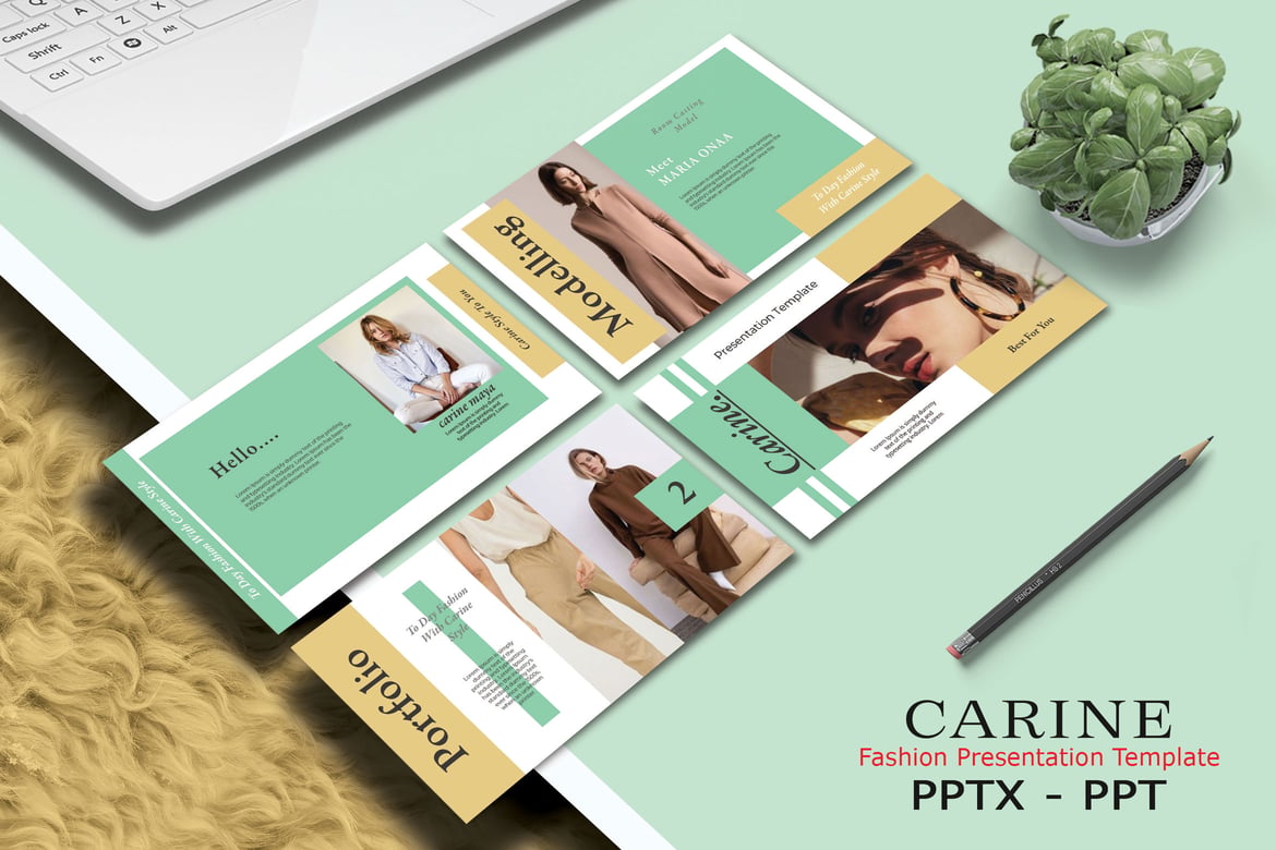 Template Presentasi PowerPoint CARINE FASHION yang Modern dan Kreatif