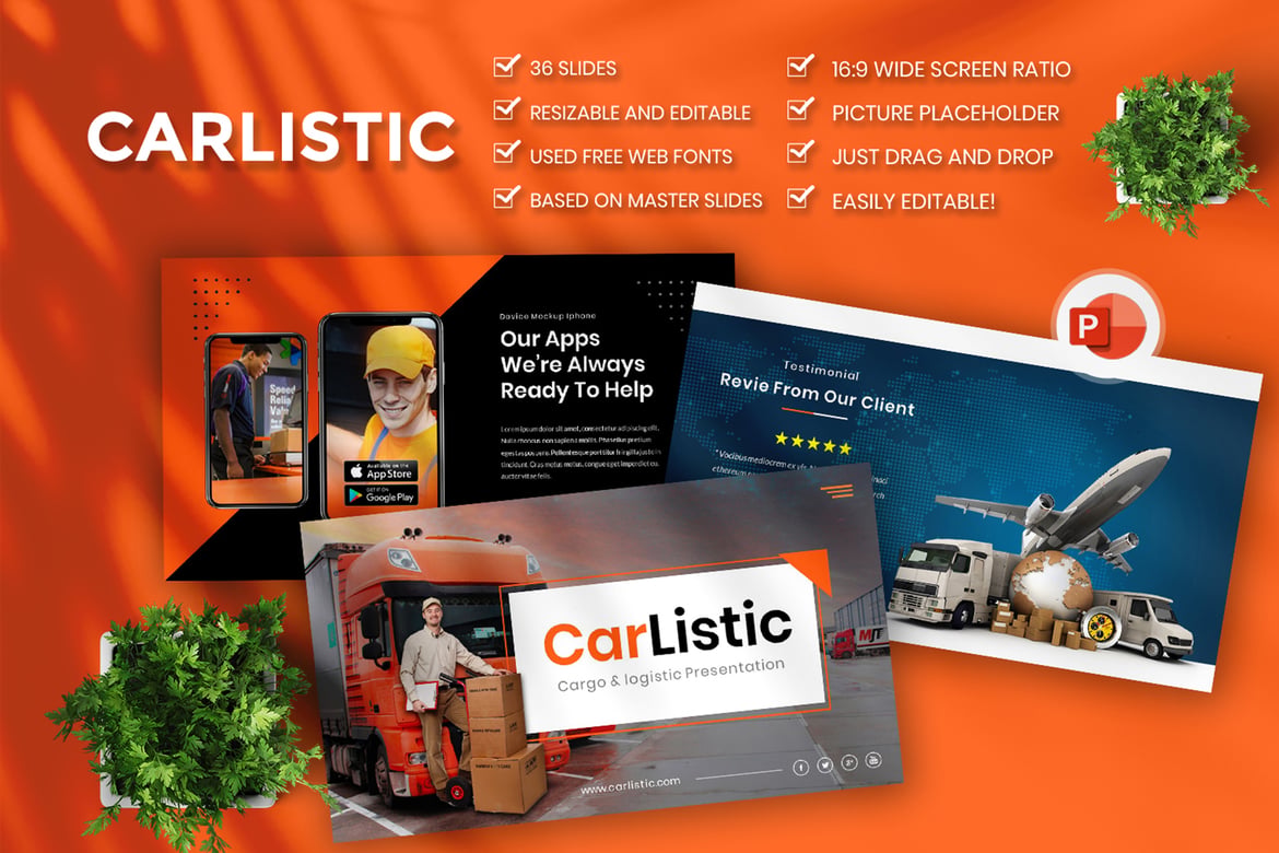Template Presentasi PowerPoint Cargo dan Logistik Carlistic yang Menarik