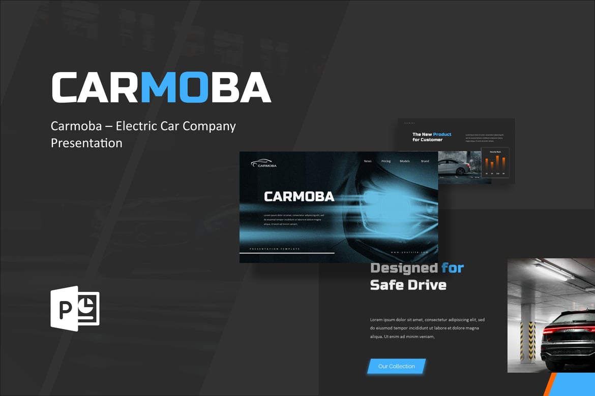Carmoba – Template Powerpoint Mobil Listrik yang Modern dan Profesional