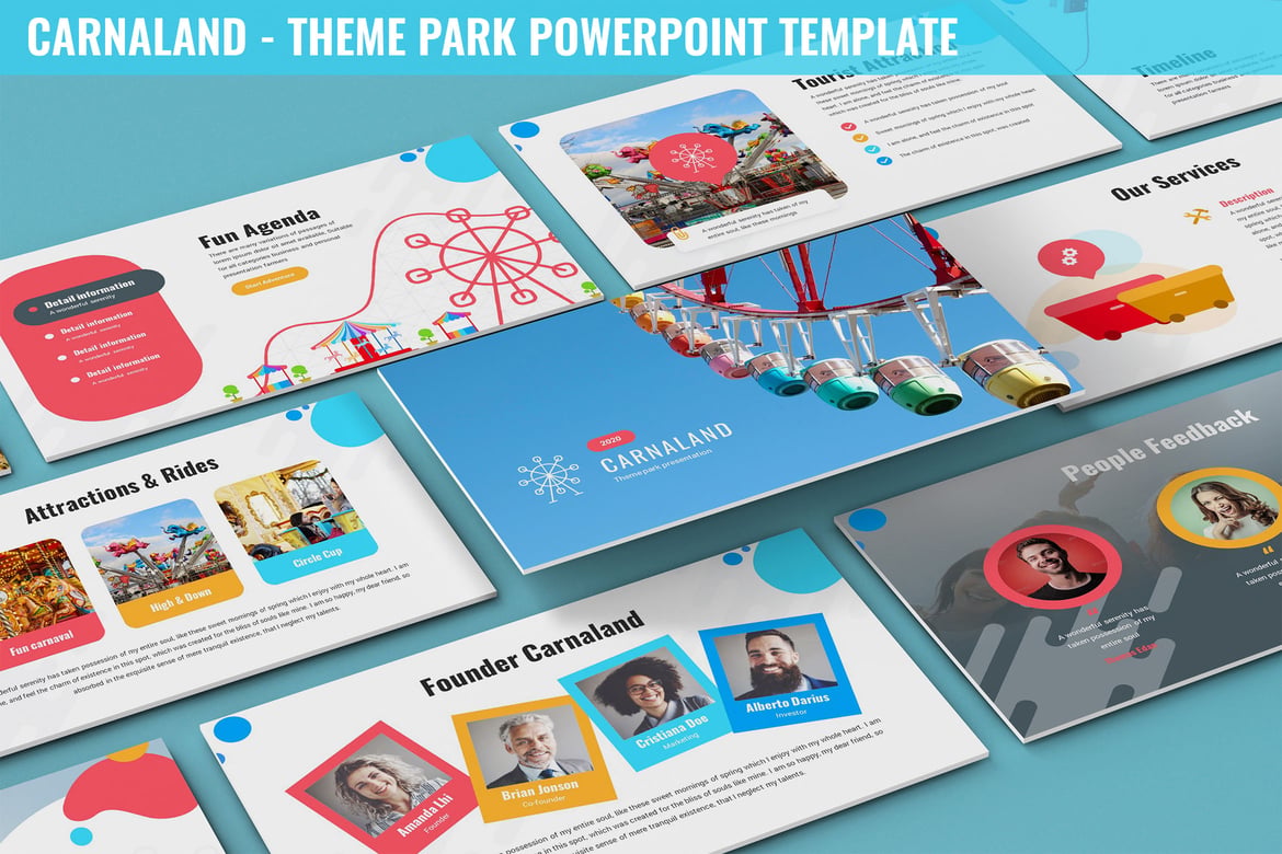 Carnaland - Template Powerpoint Taman Hiburan yang Menarik