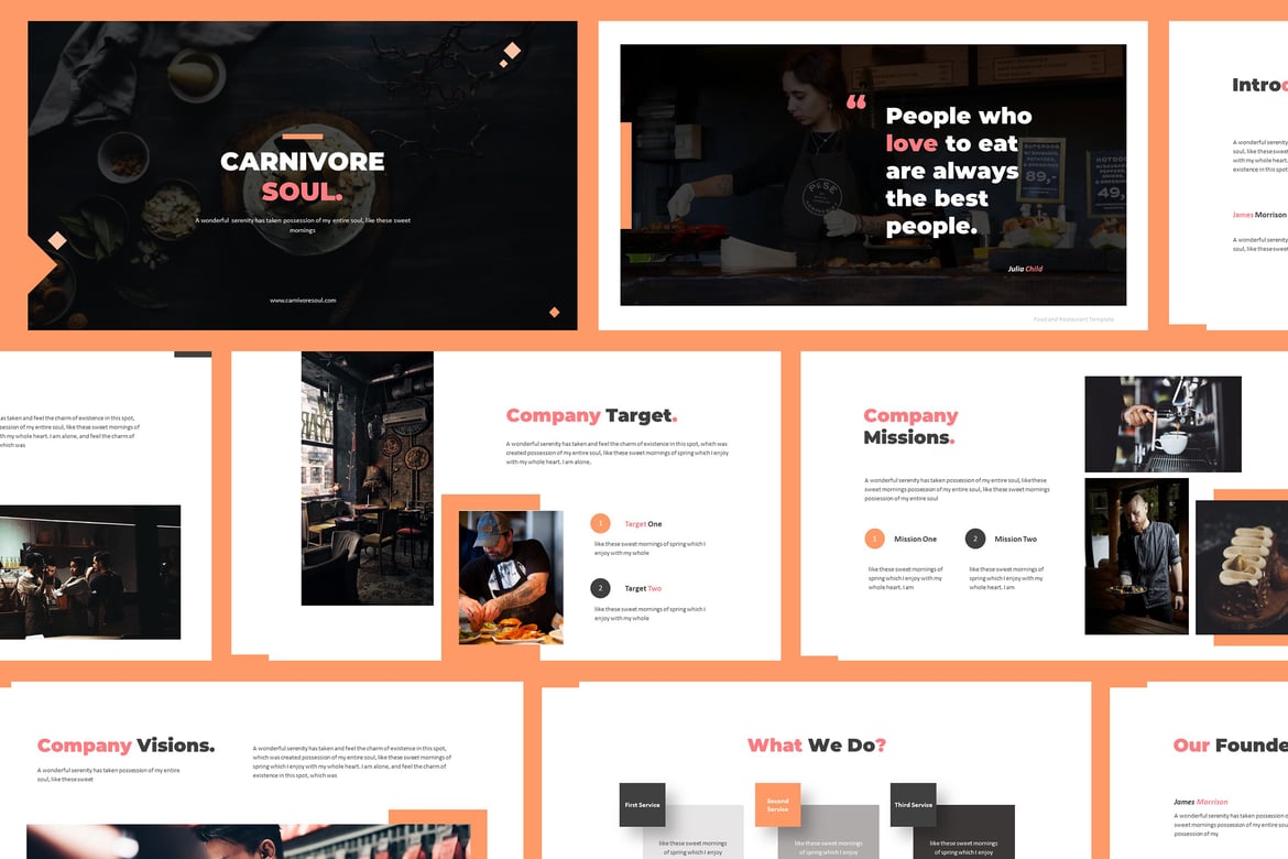 Template Presentasi Kuliner Carnivore Soul - PowerPoint yang Menarik