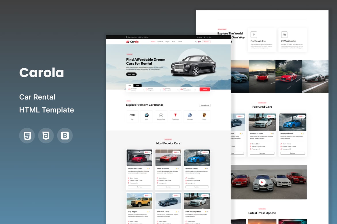 Carola - Template Website Penyewaan Mobil yang Modern dan Responsif