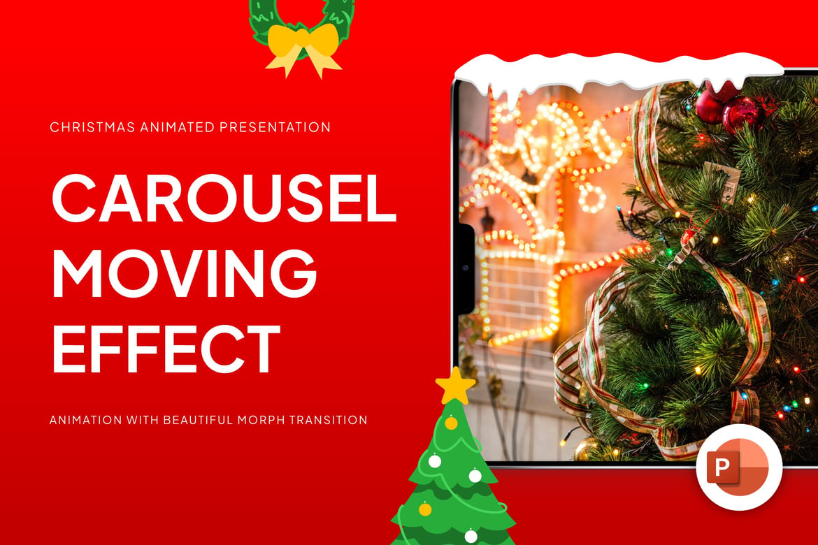 Template Powerpoint Animasi Carousel Natal yang Menarik