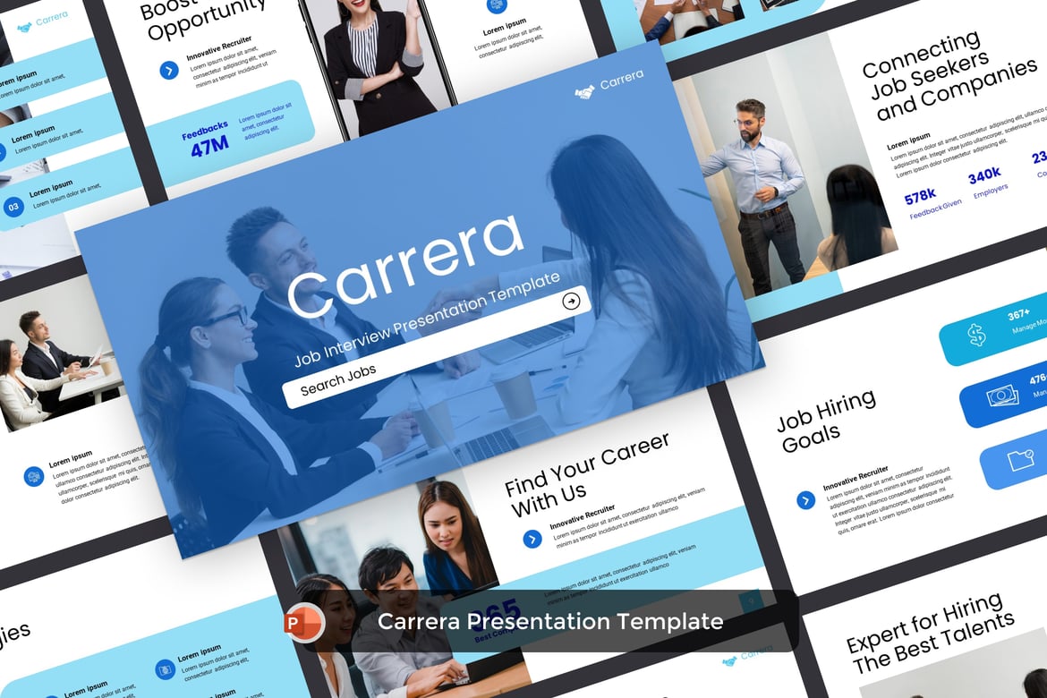 Template Presentasi PowerPoint Wawancara Kerja Carrera yang Modern dan Profesional