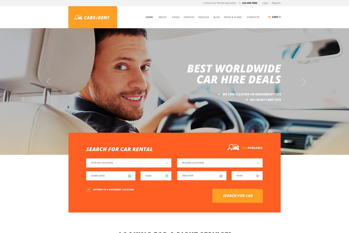 Tema WordPress Mobil Sewa Terbaik - Cars4Rent