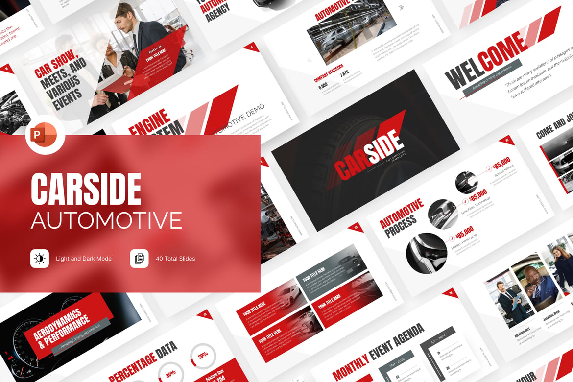 Template PowerPoint Otomotif Carside yang Menarik dan Profesional