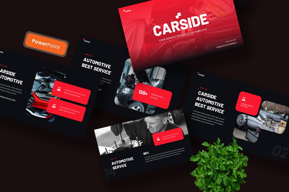 Template PowerPoint Layanan Mobil Carside yang Menarik