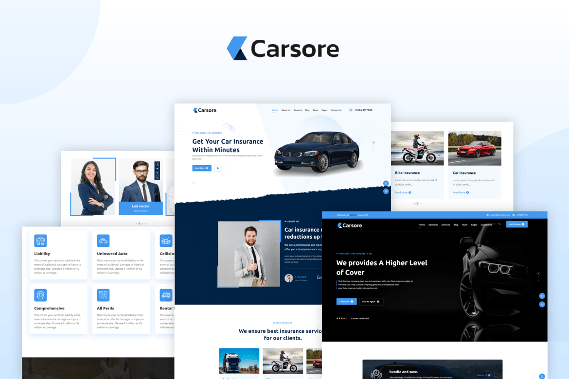CARSORE – Template Website Asuransi Mobil yang Responsif dan Modern