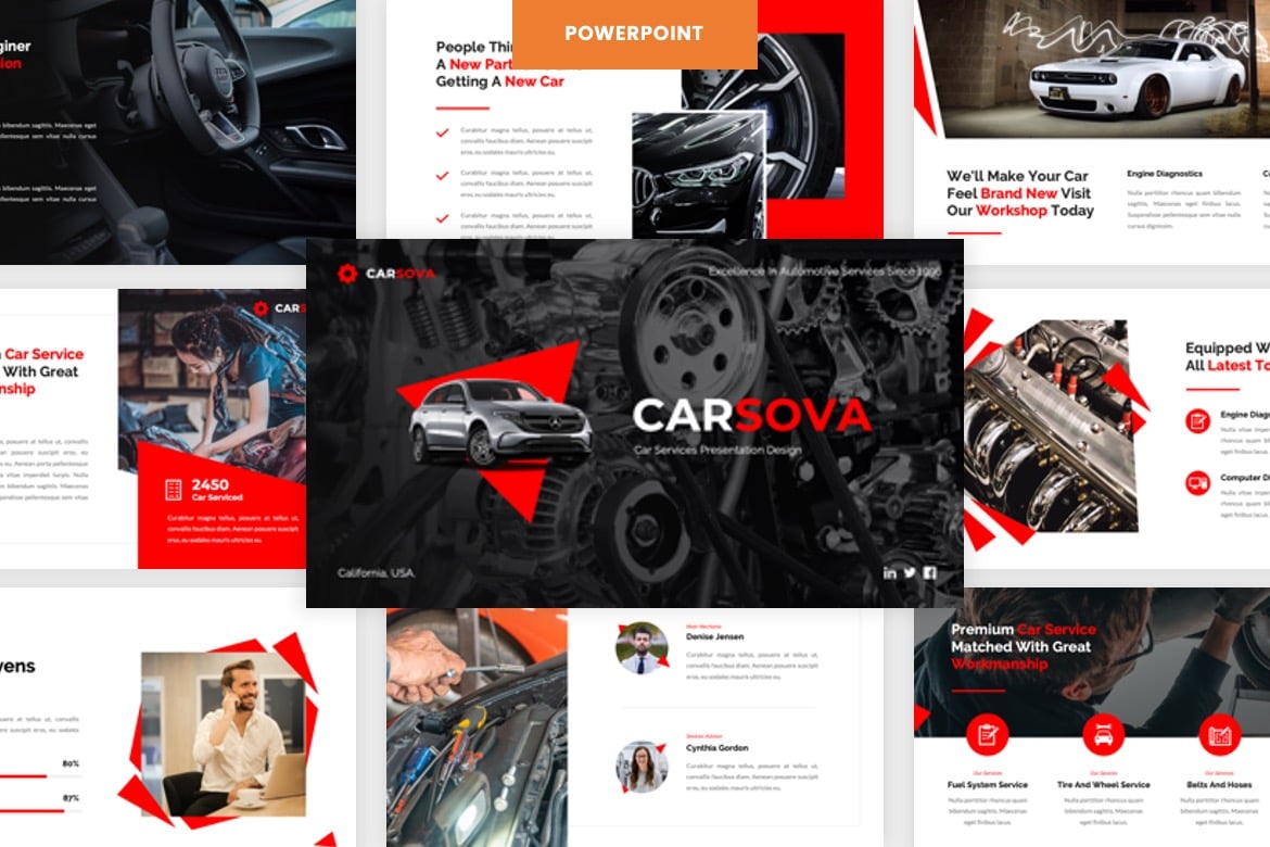 Template PowerPoint Layanan Mobil Carsova - Presentasi yang Menarik