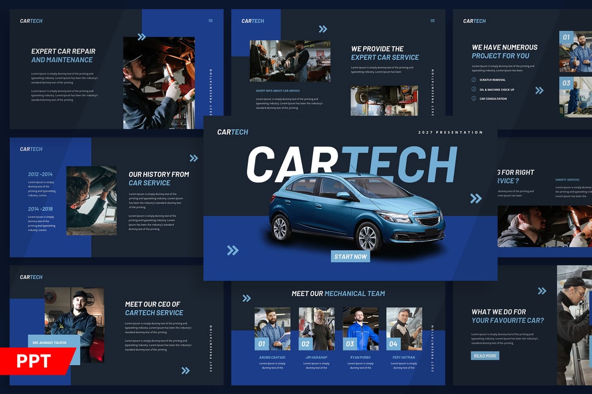 Template PowerPoint Cartech - Solusi Presentasi Modern dan Elegan
