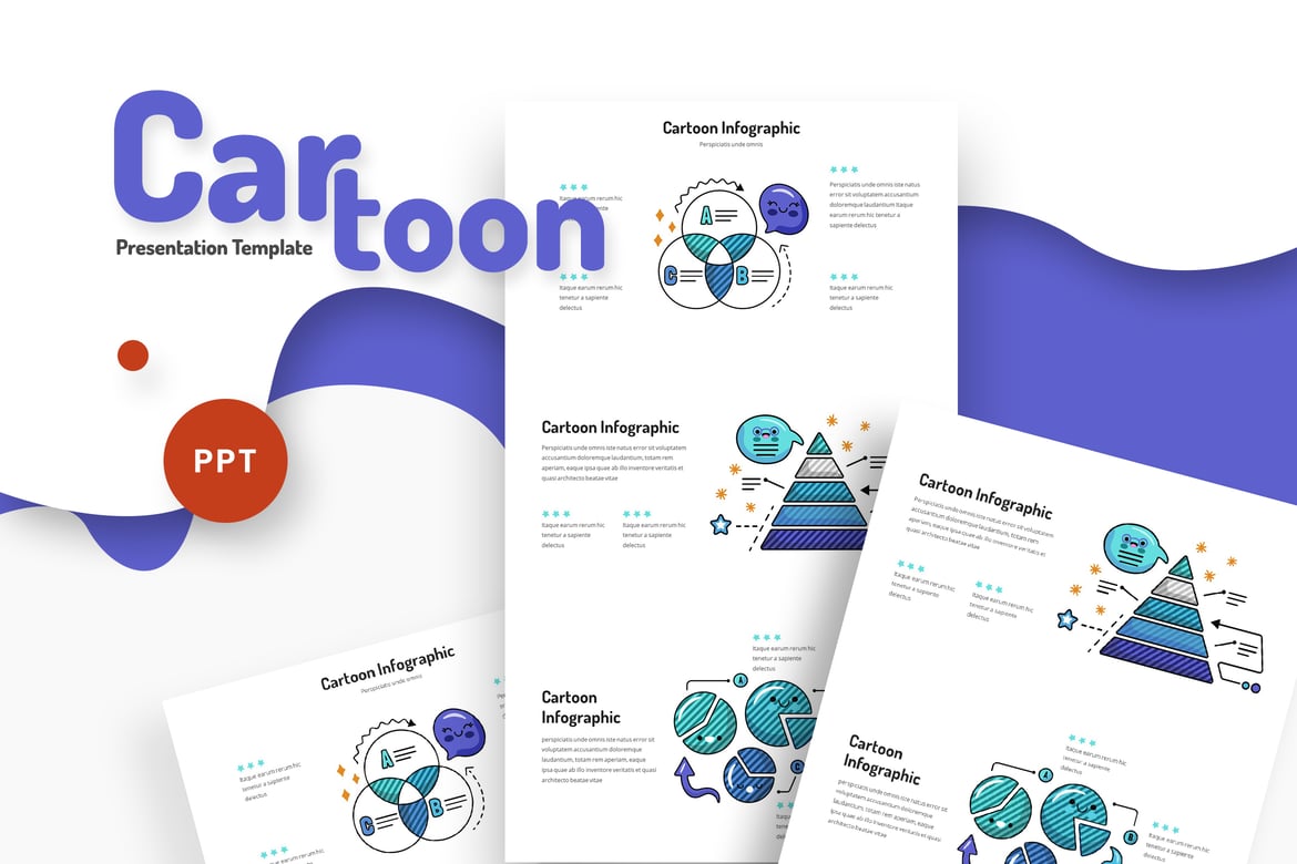 Template Powerpoint Infografis Kartun yang Menarik