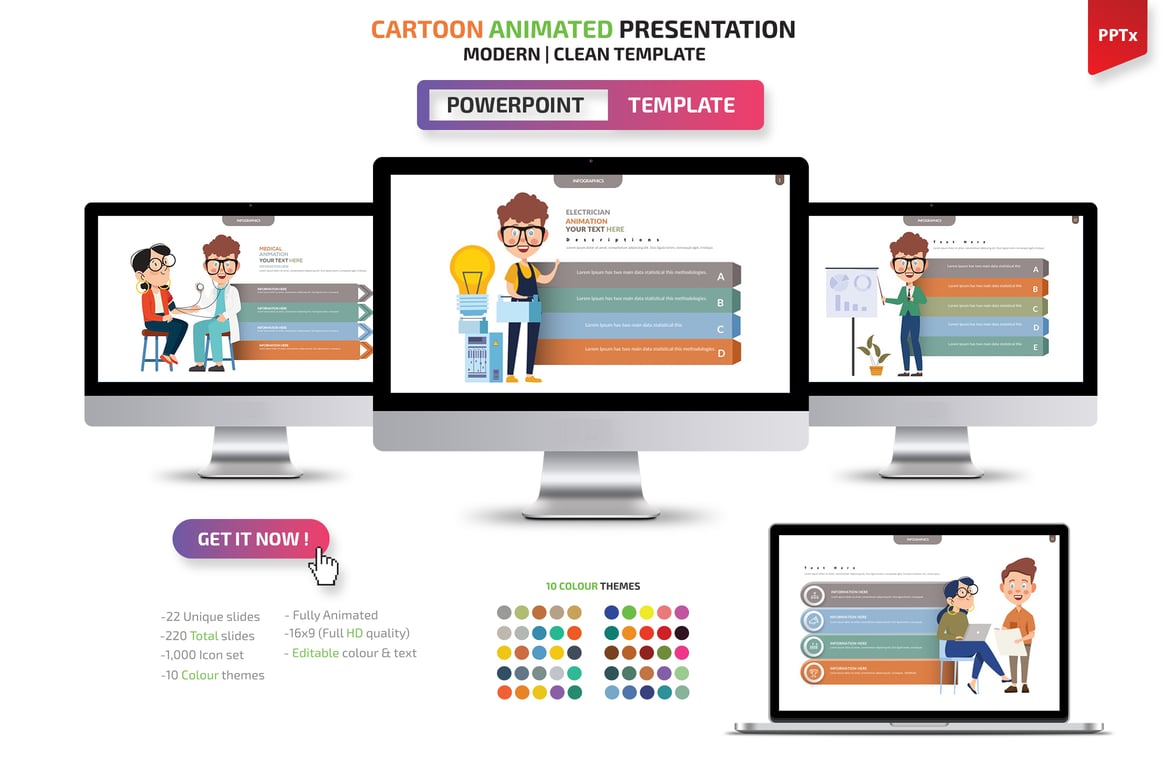 Template Presentasi Powerpoint Bergaya Kartun yang Menarik