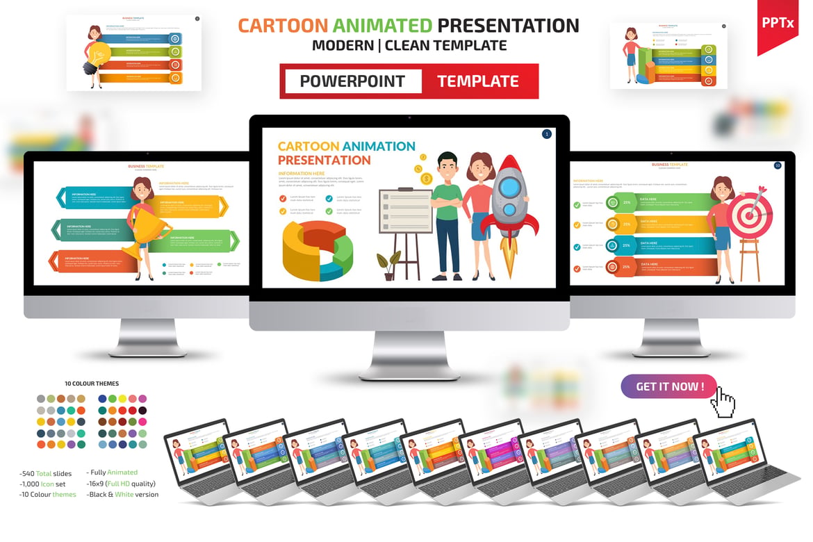 Template Presentasi PowerPoint Bergaya Kartun yang Menarik