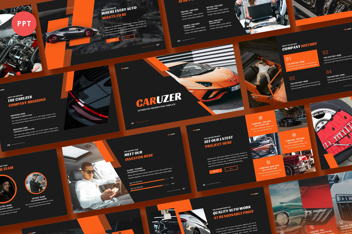 Template Presentasi PowerPoint Caruzer yang Menawan