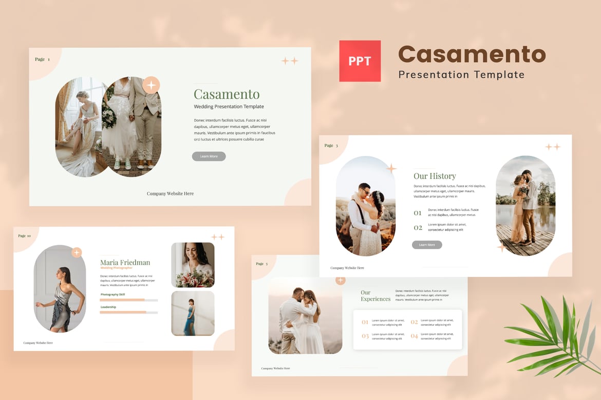 Template Powerpoint Pernikahan Casamento yang Elegan dan Profesional