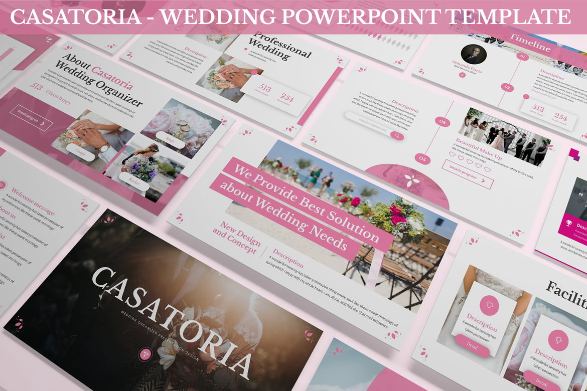 Template PowerPoint Pernikahan Casatoria - Elegan dan Feminin