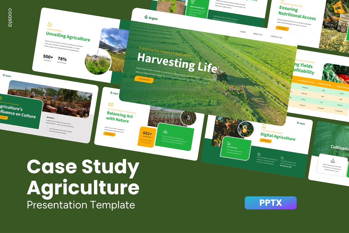 Template PowerPoint Studi Kasus Pertanian yang Menarik