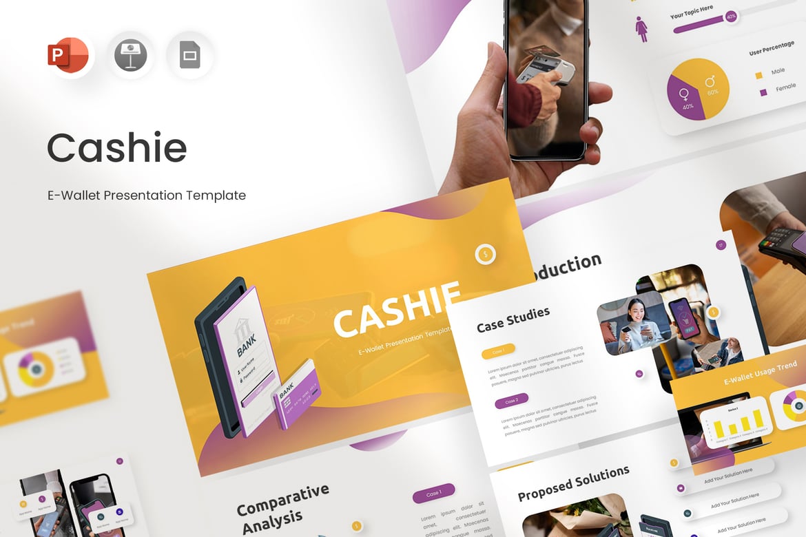 Template Powerpoint Cashie - Desain Dompet yang Menarik