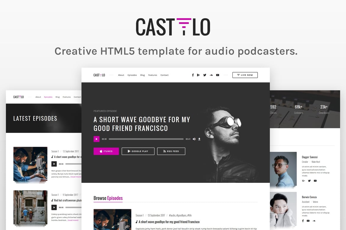 Castilo - Template Website Podcast Audio Modern dan Responsif